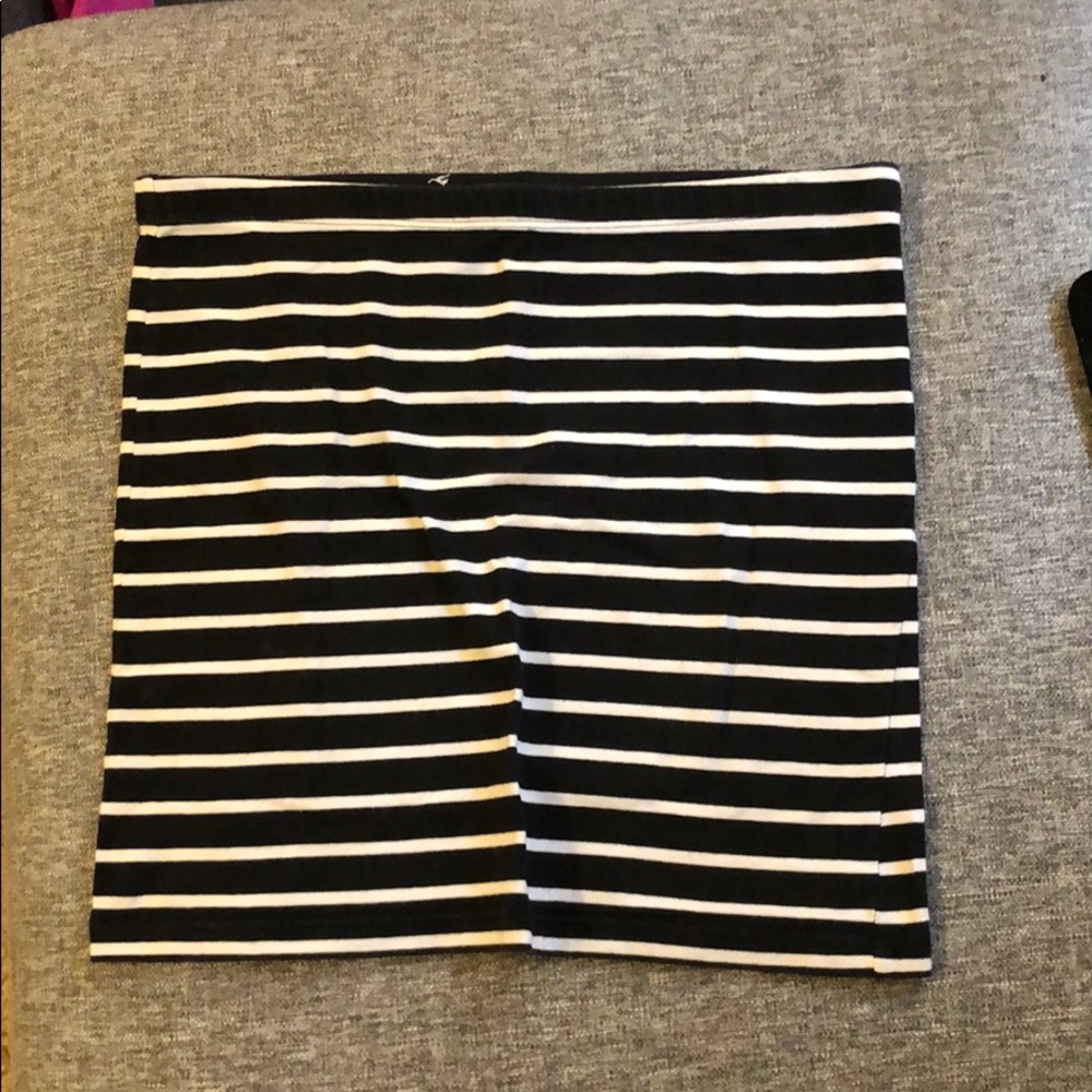 Black and white striped body con skirt